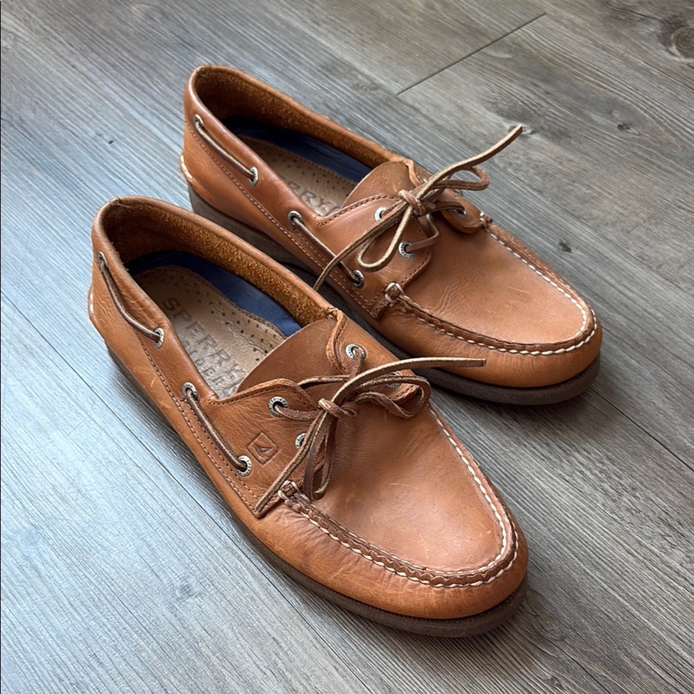 Sperry Men's Brown Leather Boat Shoes 10